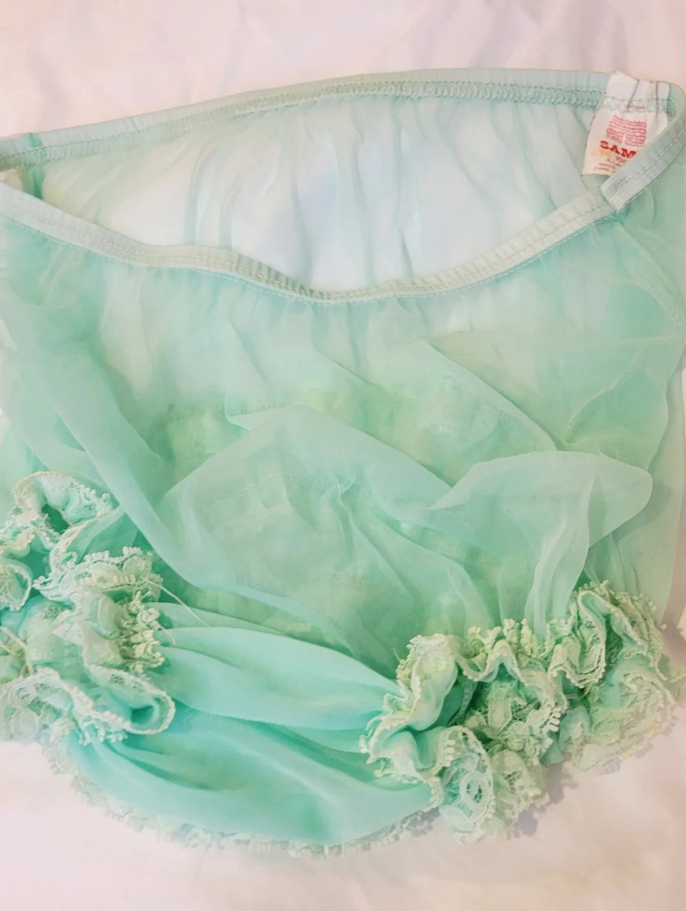 SAM'S Light Mint Sheer Ruffle Petticoat Panties  - X-Large - Picture 2 of 5